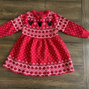 Little Sleepies Red Knit Mickey Sweater Dress with Black Accents